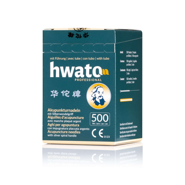 HWATO 500, posrebrena spiralna drška, 5 igala po blisteru s 1 vodilicom, 500 igala po kutiji (A.101.0002.K)