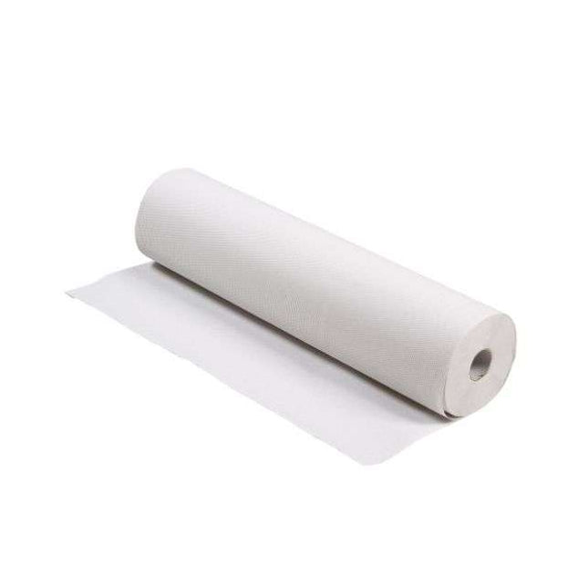 Couverture de table - crêpe pour médecins - papier pour table, blanc, 2 couches, rupture de feuille tous les 35 cm, tissu doux, 9 rouleaux de 50 cm x 50 m (P.100.0008)
