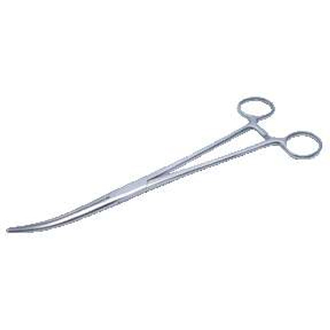 Pinza per tubi (pinza per arterie), punta curva con cricchetto, acciaio inox, 12 cm (P.100.0202)