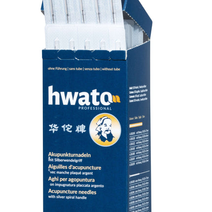 HWATO without guide, silver-plated spiral handle, 100 needles per box (A.100.0002.K)