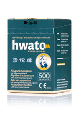 HWATO 500, mango en espiral plateado, 5 agujas por blister con 1 guía, 500 agujas por caja (A.101.0002.K)