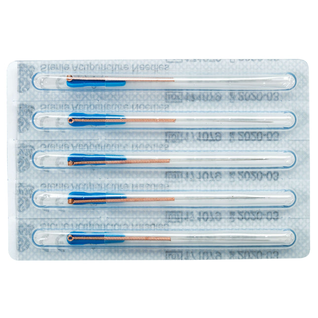 SHOOSH met koperen helixhandvat, gesiliconiseerd, met geleider, 100 naalden per doos (A.104.0000.K)