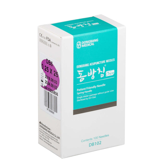 DONGBANG DB102, manche en acier coréen sans guide, siliconé, 100 aiguilles par boîte (A.120.0005.K)