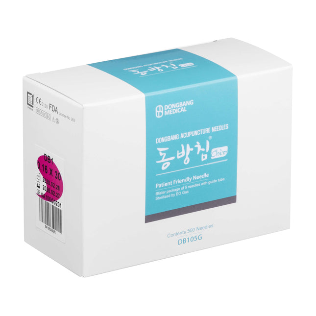 DONGBANG DB105, Koreaans stalen handvat, 5 naalden per blister 1 geleider, gesiliconiseerd, 500 naalden per doos (A.121.0005.K)