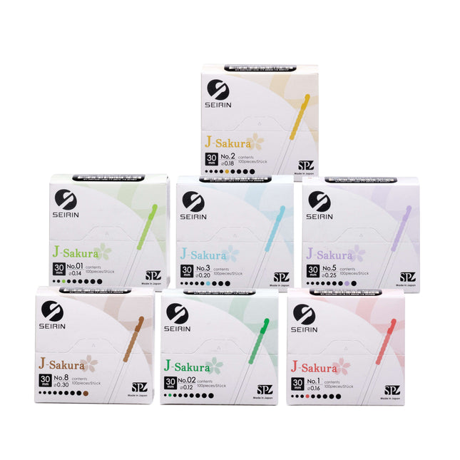 SEIRIN Typ J, mit Plastikgriff,  mit Führung, silikonisiert, 100 Nadeln pro Box (A.200.0100.K)