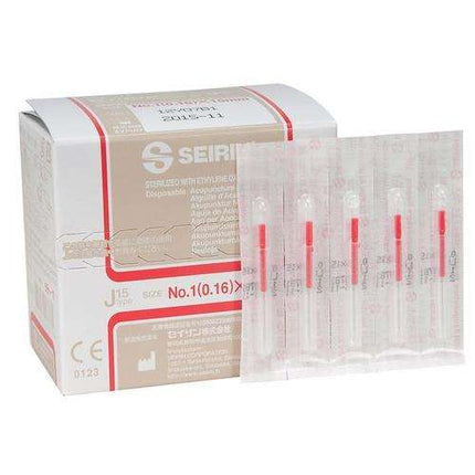 SEIRIN type J, with plastic handle, with guide, siliconized, 100 needles per box (A.200.0100.K)