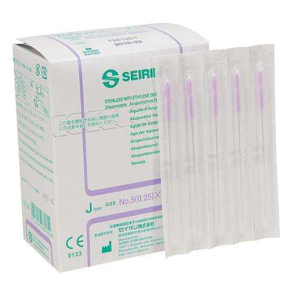 SEIRIN Typ J, mit Plastikgriff,  mit Führung, silikonisiert, 100 Nadeln pro Box (A.200.0100.K)