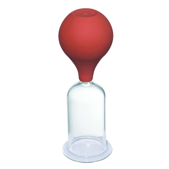 Ventouse en verre pour massage avec olive et balle en caoutchouc, d'après Karl Hecht (Germany), Ø 5 cm (D.100.0041)