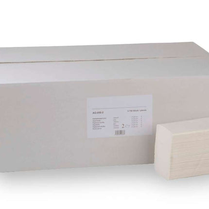 Toalla de papel, toalla doblada, 2 capas, blanca, 3750 unidades por caja
