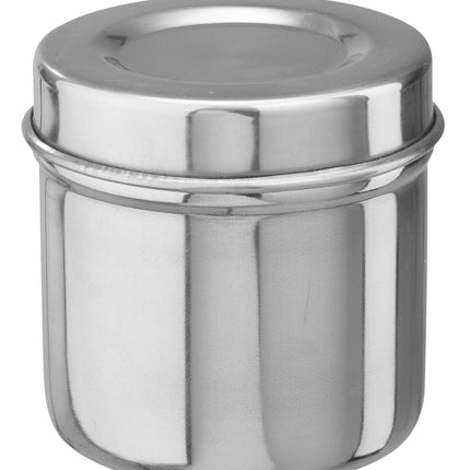 Boîte à ouate avec couvercle, acier inoxydable, 8.5 x H 8.5 cm (P.100.0154)