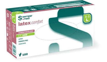 Vyšetřovací rukavice z latexu, sempermed latex comfort, 100 ks/krabice, ve 4 velikostech: S, M, L, XL