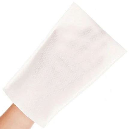 Jednorázové mycí rukavice, bílé, 15 x 23 cm, sáček s 50 kusy