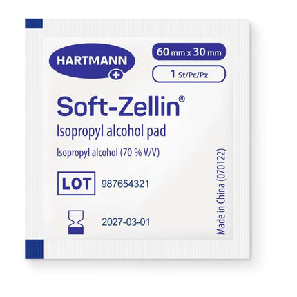 SOFT-ZELLIN-C skin cleansing swabs, from Hartmann, 6 x 3 cm, 100 pcs. (P.100.0530)