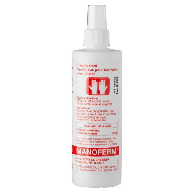 Manoferm, desinfectante de manos sin alcohol, spray dosificador 250 ml (P.100.0562)