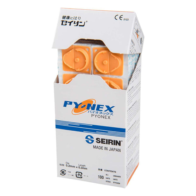 Agujas permanentes SEIRIN Pyonex para oreja y cuerpo, 100 unidades por caja (A.220.0010.K)