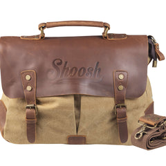 Shoosh canvas leather laptop bag