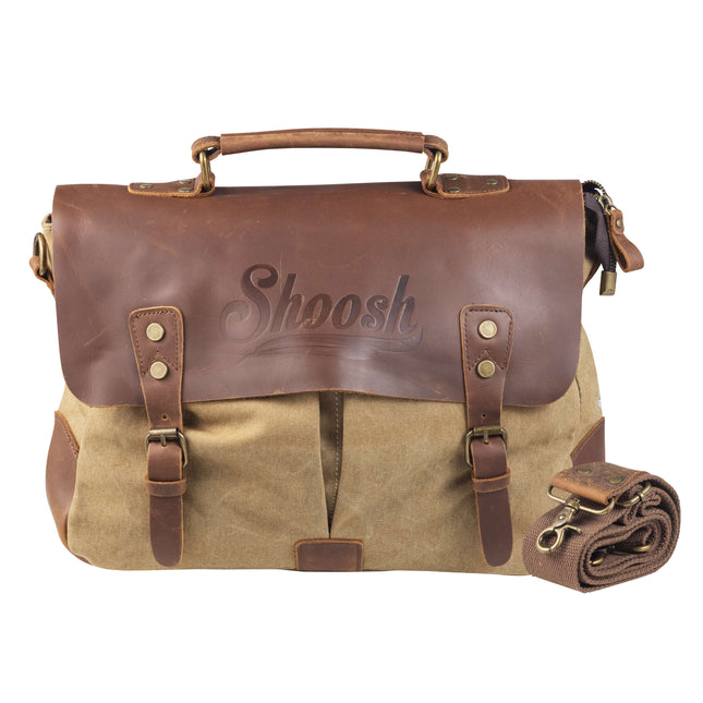 ® Shoosh 100% lona / couro bolsa de ombro / portátil, cáqui, 36 x 10 x 28 cm (S.100.0005)