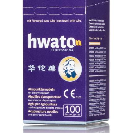 HWATO with guide, silver-plated spiral handle, 100 needles per box (A.100.0070.K)