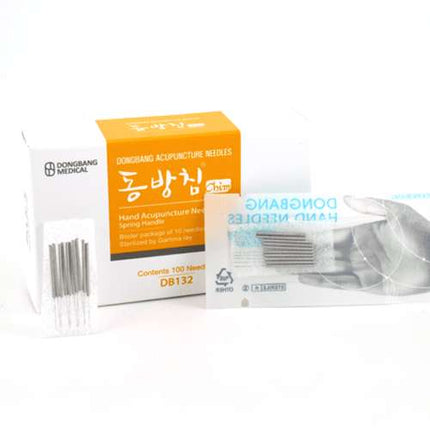 DONGBANG hand acupuncture needles DB132, siliconized, 0.18 x 8mm, 100 pcs. per box (A.120.0060)
