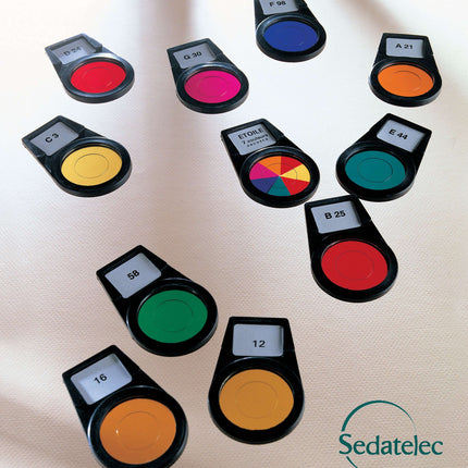 SEDATELEC 8 color filters according to Nogier, 21/25/3/24/44/98/30 and the seven colors in star format (A.130.0155)