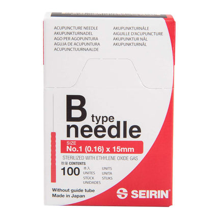 SEIRIN type B, without guide, 100 needles per box, with plastic handle
