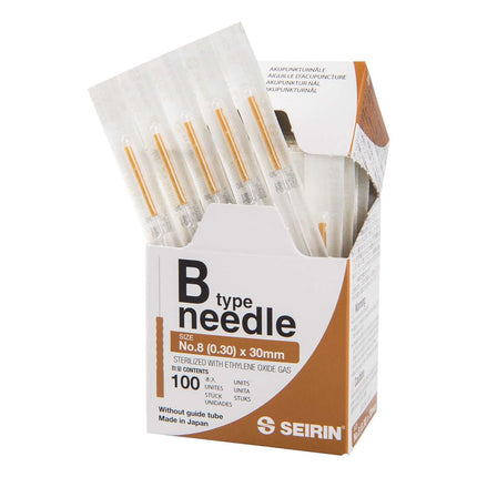 SEIRIN tipo B, sem guia, 100 agulhas por caixa, com pega de plástico