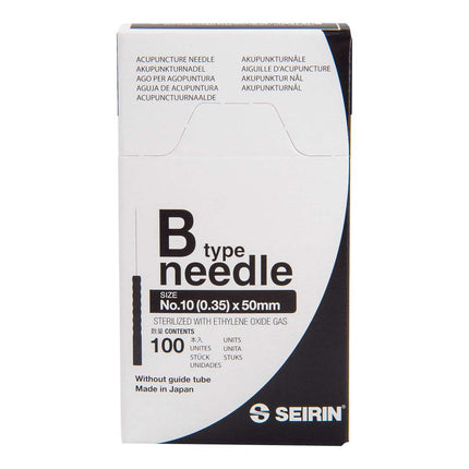 SEIRIN type B, uten føring, 100 nåler pr boks, med plasthåndtak