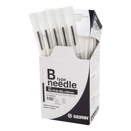 SEIRIN typ B, utan guide, 100 nålar per ask, med plasthandtag
