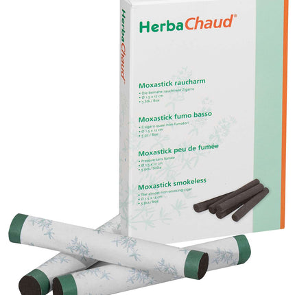 HerbaChaud Moxa-cigarer Røgfri, Ø 1,5 x 12 cm, 5 stk./æske (B.100.0030)