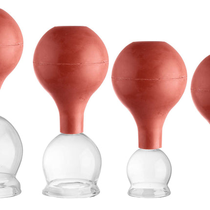 Cupping glass set with ball, 4 pieces, 1 each Ø 2.5, 3.5, 4.5, 5.5 cm (D.100.0026)