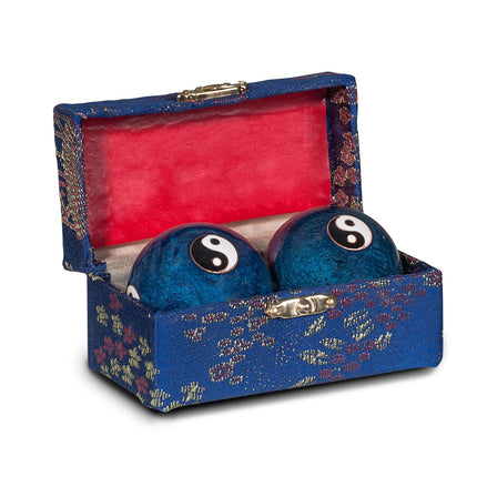 Original kinesiska Qi Gong-bollar Yin & Yang, 4 cm, blå