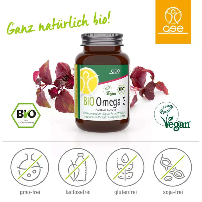 BIO Omega 3 Perillaöljy, kasviperäinen omega-3-alfalinoleenihappo,150 tablettia à 600 mg, vegaaninen