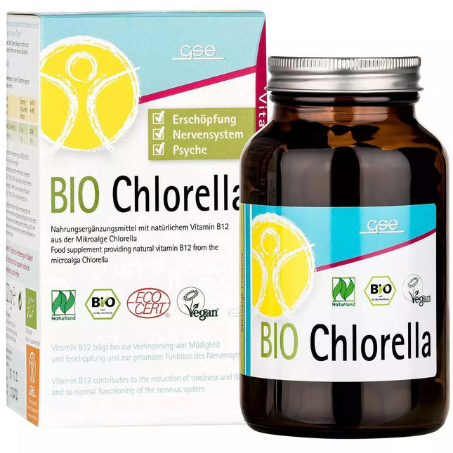 ØKOLOGISK Chlorella, vitamin B12, 550 tabletter á 500 mg hver, vegansk