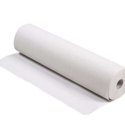 Couverture de table - crêpe pour médecins - papier pour table, blanc, 2 couches, rupture de feuille tous les 35 cm, tissu doux, 9 rouleaux de 60 cm x 50 m (P.100.0009)